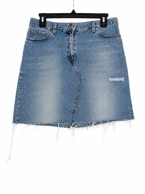 Benetton Italy Denim Mini Skirt Y2K Raw Hem 44
